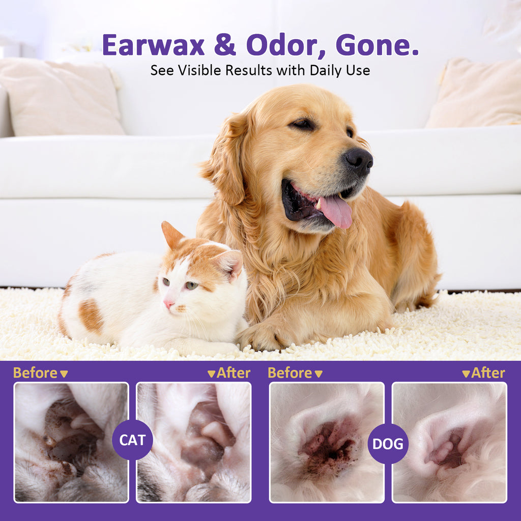 PawBubble Ear Wipes For Dogs & Cats,Gentle Ear Cleaner For Wax,50 Counts