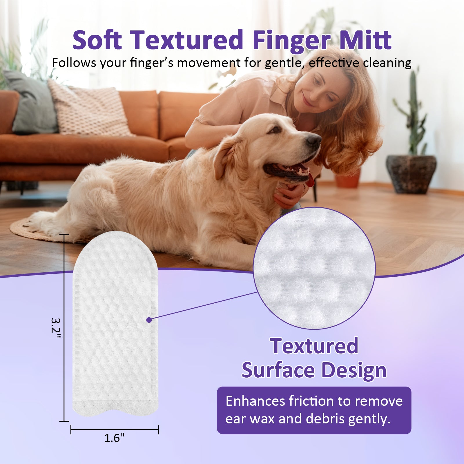 PawBubble Ear Wipes For Dogs & Cats,Gentle Ear Cleaner For Wax,50 Counts