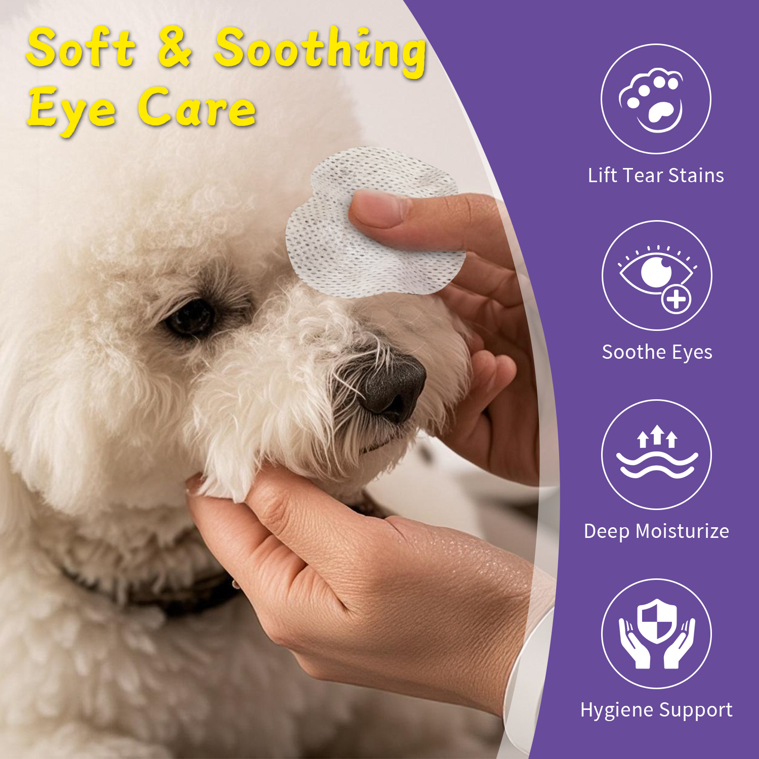 PawBubble Eye Wipes for Dogs and Cats, Gently Cleans Tear Stains and Debris, 120 Count